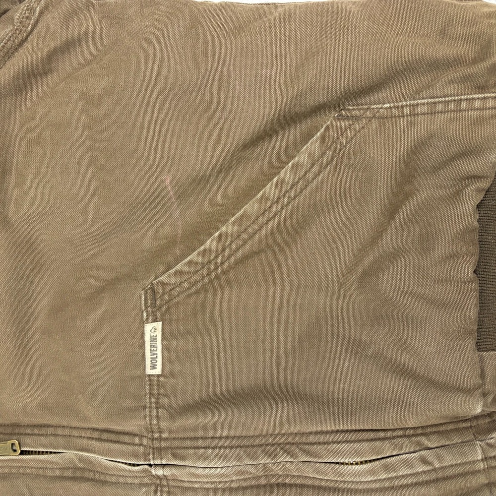 Wolverine Jacket Mens XL Brown Workwear Outdoors Utility Zip Hooded Distressed - Picture 5 of 7